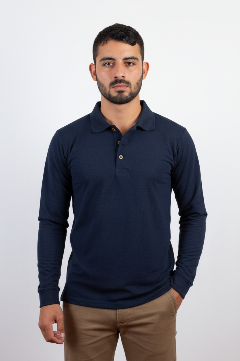 Chico polo azul marino