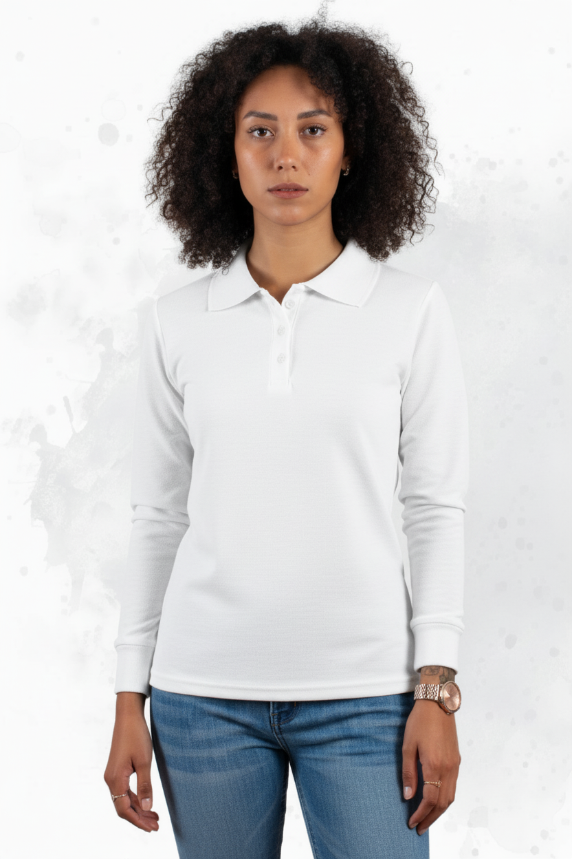 Polo ML chica blanco