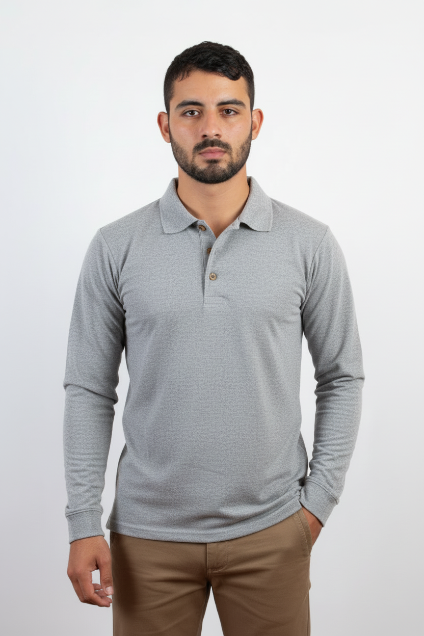 Polo ML gris jaspe