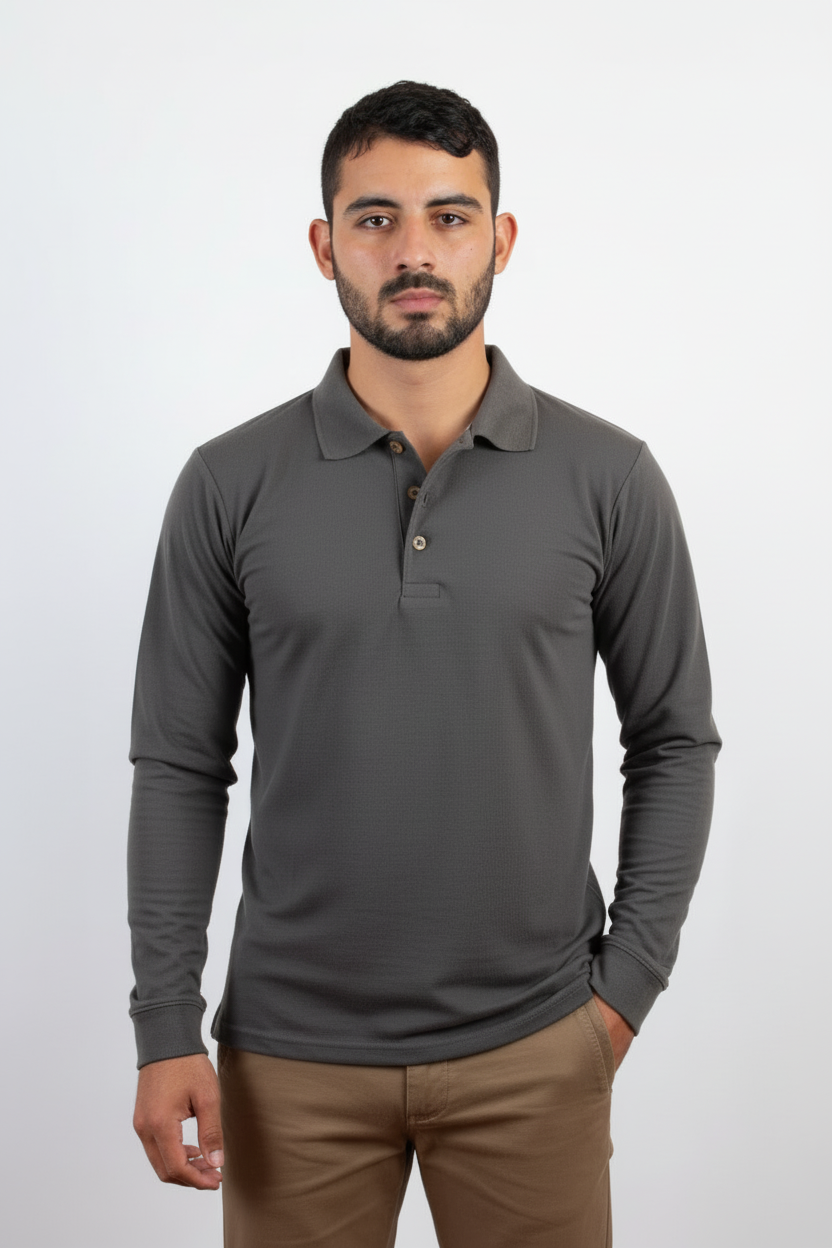 Polo ML gris Oxford